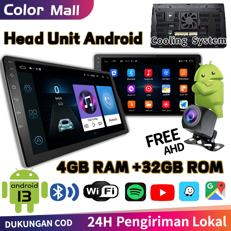 ✨with cooling system✨4G+32G IPS Screen Head Unit android 7/9/10 Inch Car Android 13 Navigasi Untuk TOYOTA Daihatsu Mitsubishi android mobil 10 inch ram 4 HONDA SUZUKI Hyundai NISSAN Double Din tv mobil android