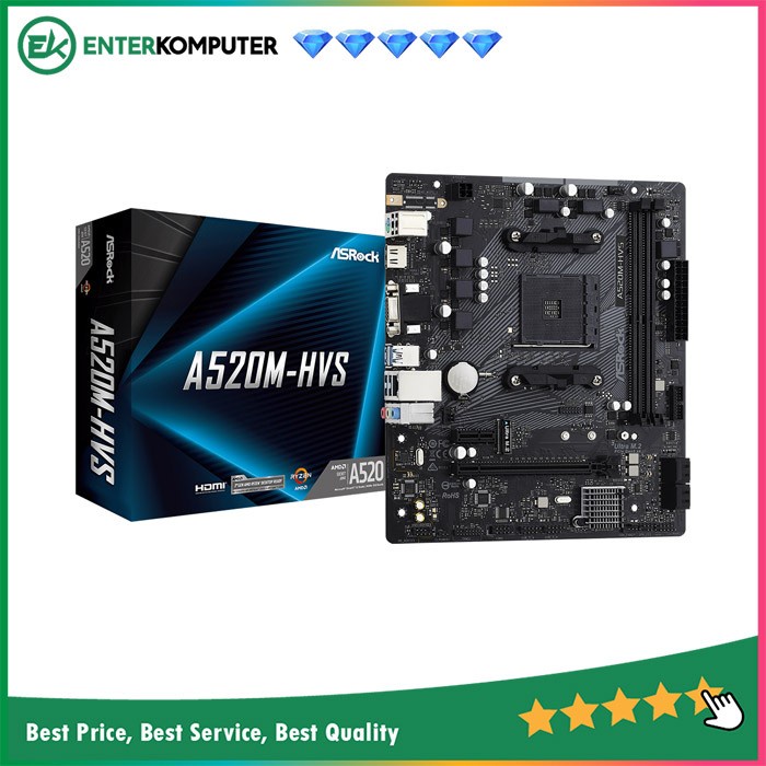 Star+ASRock A520M-HVS (AM4, A520, DDR4, USB 3.2, SATA3)