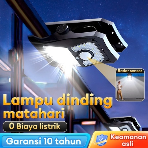 Star+【Garansi 10 tahun】Lampu Solar Tenaga Lampu dinding matahari Surya Radar sensor Tahan air luar ruangan Lampu pagar tenaga matahari